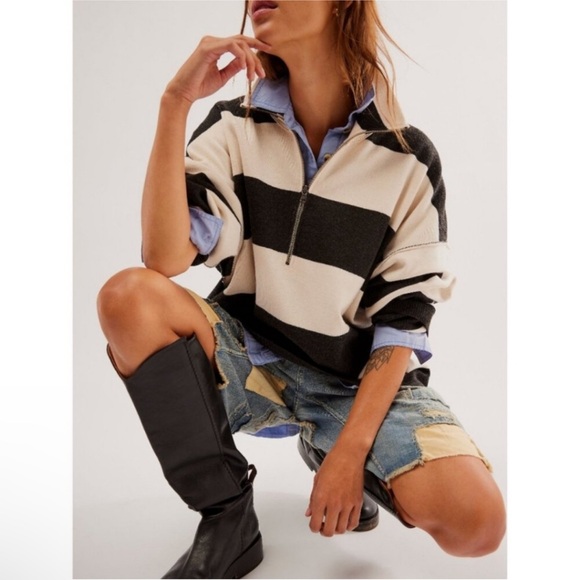 Free People Coastal stripe Pullover - Picture 1 of 4